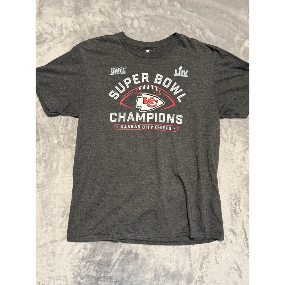 Fanatics Kansas City Chiefs T-Shirt Mens L Gray Super Bowl LIV Champions NFL - Picture 1 of 6